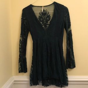 Emerald green lace dress